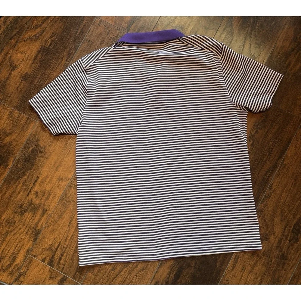 Nike TCU Golf Dri-FIT Mens X-Large Purple White Stripe Polo Shirt XL Horned Frog
